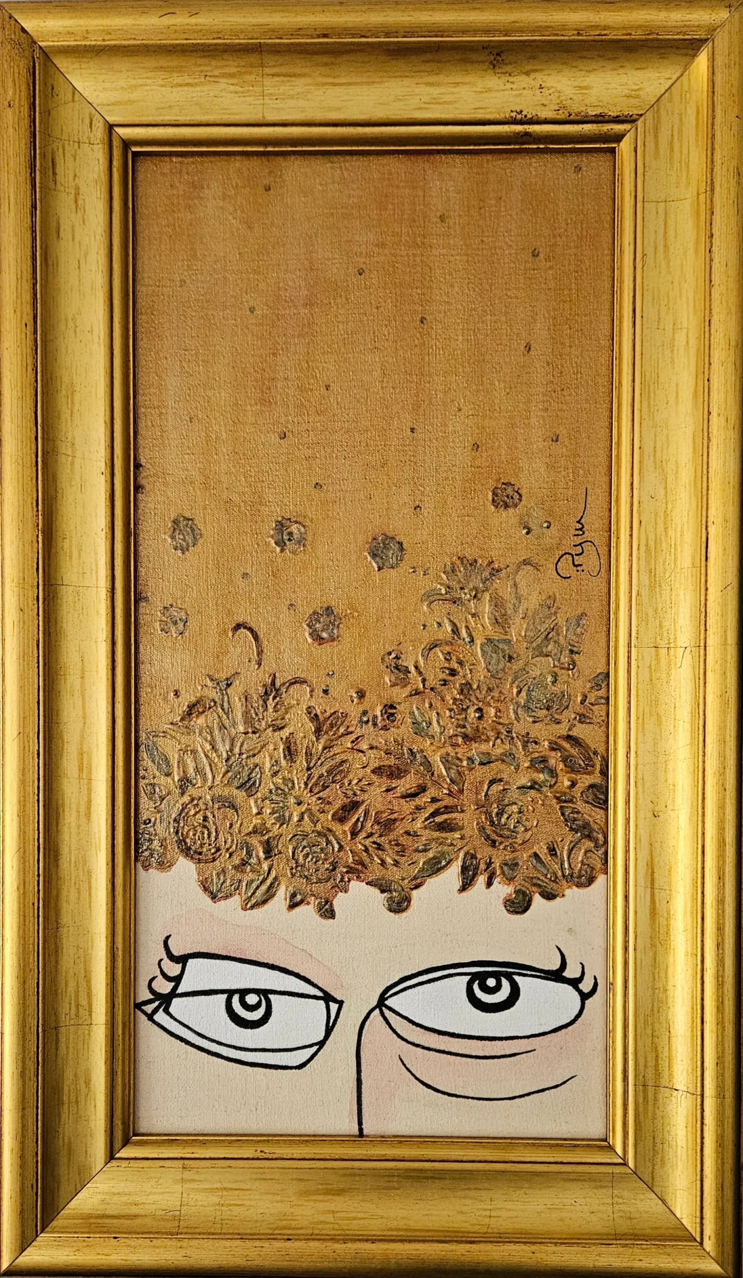 Peinture yeux d’une femme avec cadre doré – « MILA »
